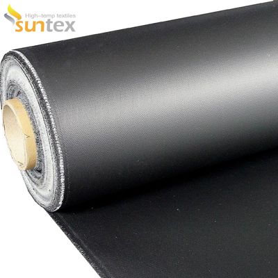 Neoprene Rubber Black Coated Fiberglass Fabric  0.45 mm Thickness