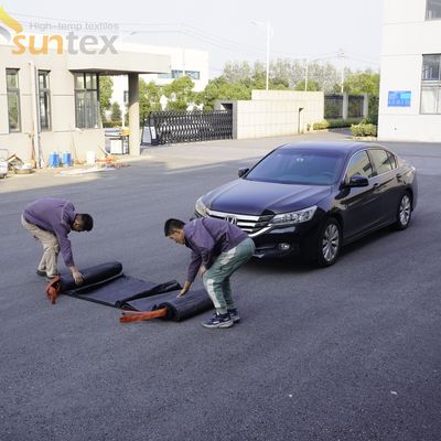 Gray EV Car Fire Blanket with 550℃/1000℃ Thermal Resistance for Oxygen Deprivation Fire Pit Mat