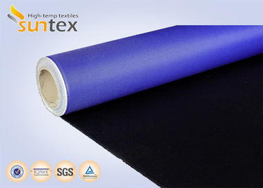 Fireproof PU Coated Fiberglass Fabric 460gsm Heat Resistant Blue Black