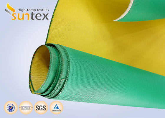 Yellow Green PU Coated Fiberglass Fabric, Fire Curtain Material for Air Distribution System & Welding