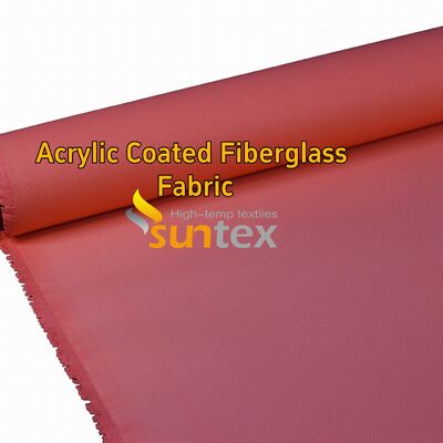 550°C Heat Resistant Red Fiberglass Fabric, 0.4mm Acrylic Coated Flame Retardant Material for Welding Use