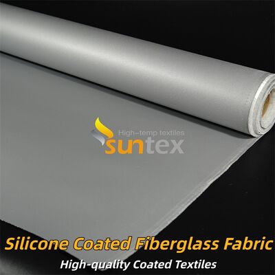 Durable Fire Retardant Silicone Coated Fiberglass Fabric Double Sided Grey Color Curtain Material for Thermal Insulation Applications