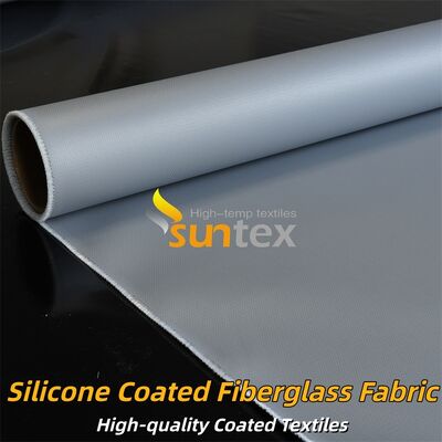 Durable Fire Retardant Silicone Coated Fiberglass Fabric Double Sided Grey Color Curtain Material for Thermal Insulation Applications