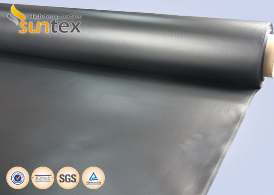 Neoprene Rubber Black Coated Fiberglass Fabric  0.45 mm Thickness