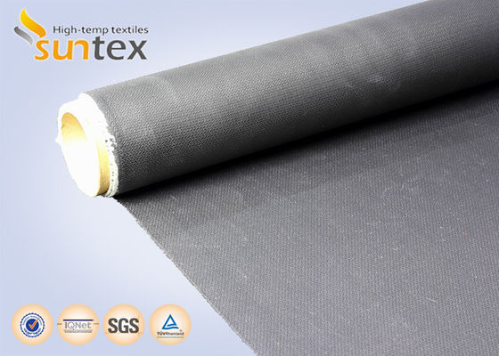 Neoprene Rubber Black Coated Fiberglass Fabric  0.45 mm Thickness