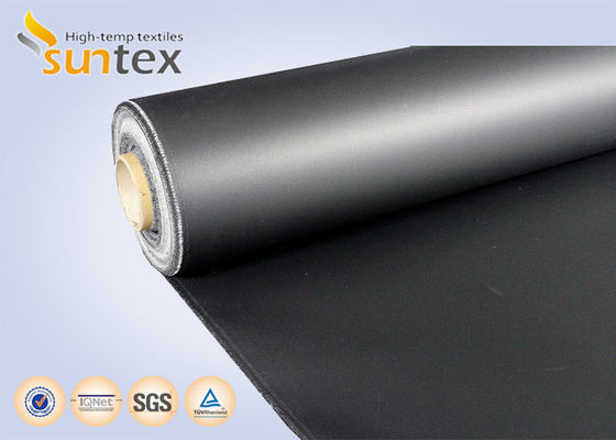 Neoprene Rubber Black Coated Fiberglass Fabric  0.45 mm Thickness