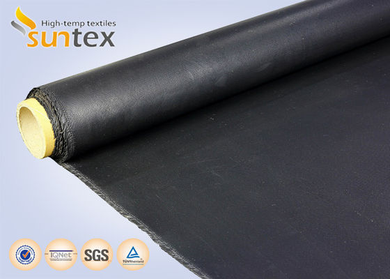 Neoprene Rubber Black Coated Fiberglass Fabric  0.45 mm Thickness