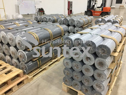 Silver Grey Silicone Coated Fiberglass Fabric For Fireproof Removable Insulation Blankets