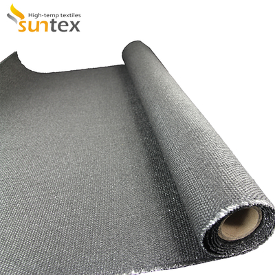 Heavy Duty Welding Protection Blanket High Temperature Fiberglass Fabric 1400g Graphite Coated Fire Proof Fabric
