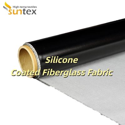 Grey Color Silicone Coated Fiberglass Fabric with Custom Width and Roll Length Options for Fire-Resistant Insulation