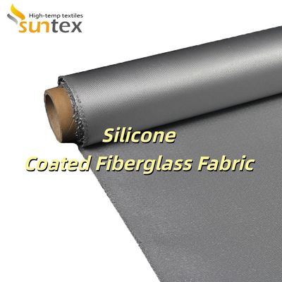 Grey Color Silicone Coated Fiberglass Fabric with Custom Width and Roll Length Options for Fire-Resistant Insulation