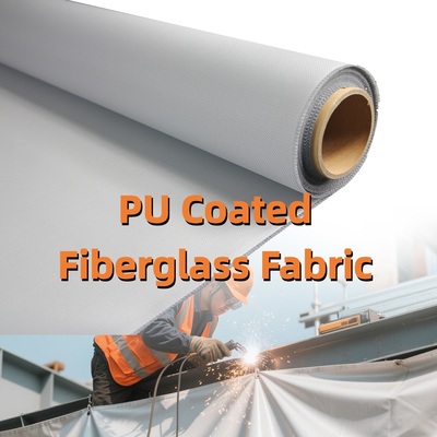 High Strength PU Coated Fiberglass Fabric 460 g/sqm 0.41 mm Fireproof Fiberglass Cloth