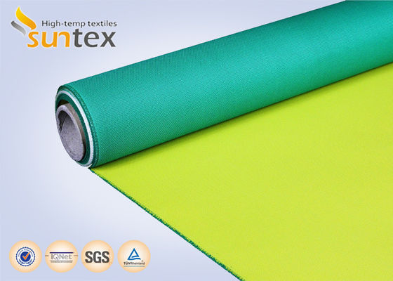 Yellow Green PU Coated Fiberglass Fabric, Fire Curtain Material for Air Distribution System & Welding