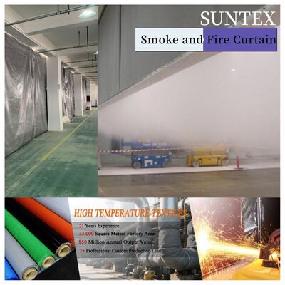 High Performance Fire Curtain Fabric with 550°C Temperature Resistance, 0.6mm Thickness, and EN-13501 Certification
