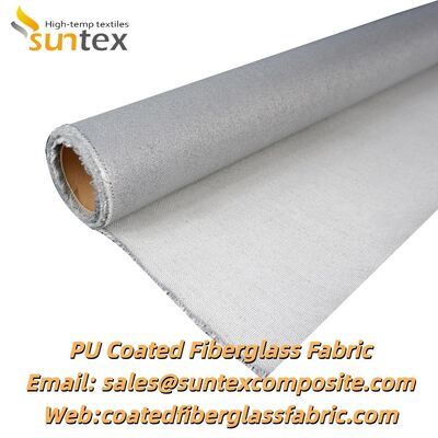 Fire Resistant Cloth PU Coated Fiberglass Fabric with 550℃ Temperature Resistance and Silver Grey Color