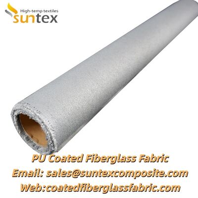 Fire Resistant Cloth PU Coated Fiberglass Fabric with 550℃ Temperature Resistance and Silver Grey Color