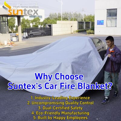 6x8 Gray EV Car Fire Blanket with 550℃/1000℃ Thermal Resistance and Oxygen Deprivation for Electric Vehicles