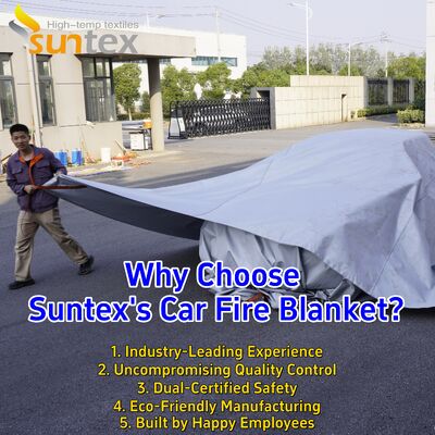 6x8 Gray EV Car Fire Blanket with 550℃/1000℃ Thermal Resistance and Oxygen Deprivation for Electric Vehicles
