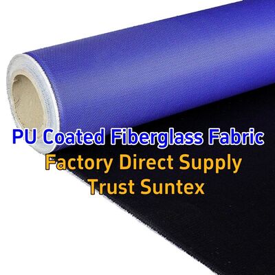 Industrial Fireproof PU Coated Fiberglass Fabric 460 g/sqm 0.41 mm M0 Fire Resistance for Fire Curtains
