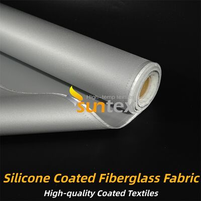 Durable Fire Retardant Silicone Coated Fiberglass Fabric Double Sided Grey Color Curtain Material for Thermal Insulation Applications